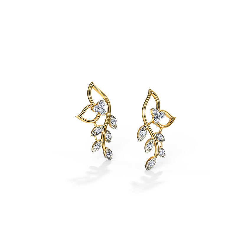 Classic Leaves Diamond Stud Earrings