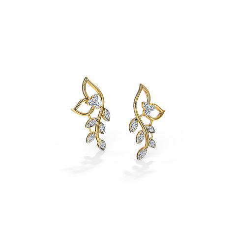 Classic Leaves Diamond Stud Earrings