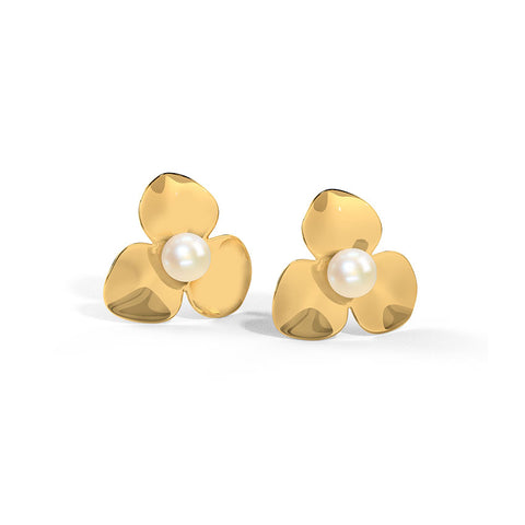 Lara Bloom Pearl Stud Earrings