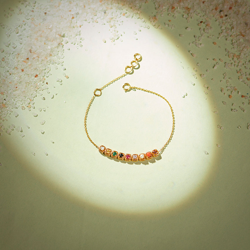 Delicate Navratna Gemstone Bracelet