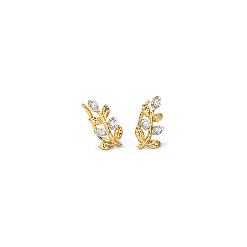 Leafy Diamond Ear Cuffs