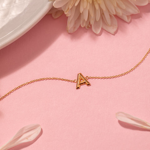 Bold Gold Alphabet A Bracelet