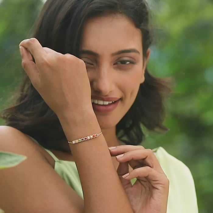 Delicate Navratna Gemstone Bracelet