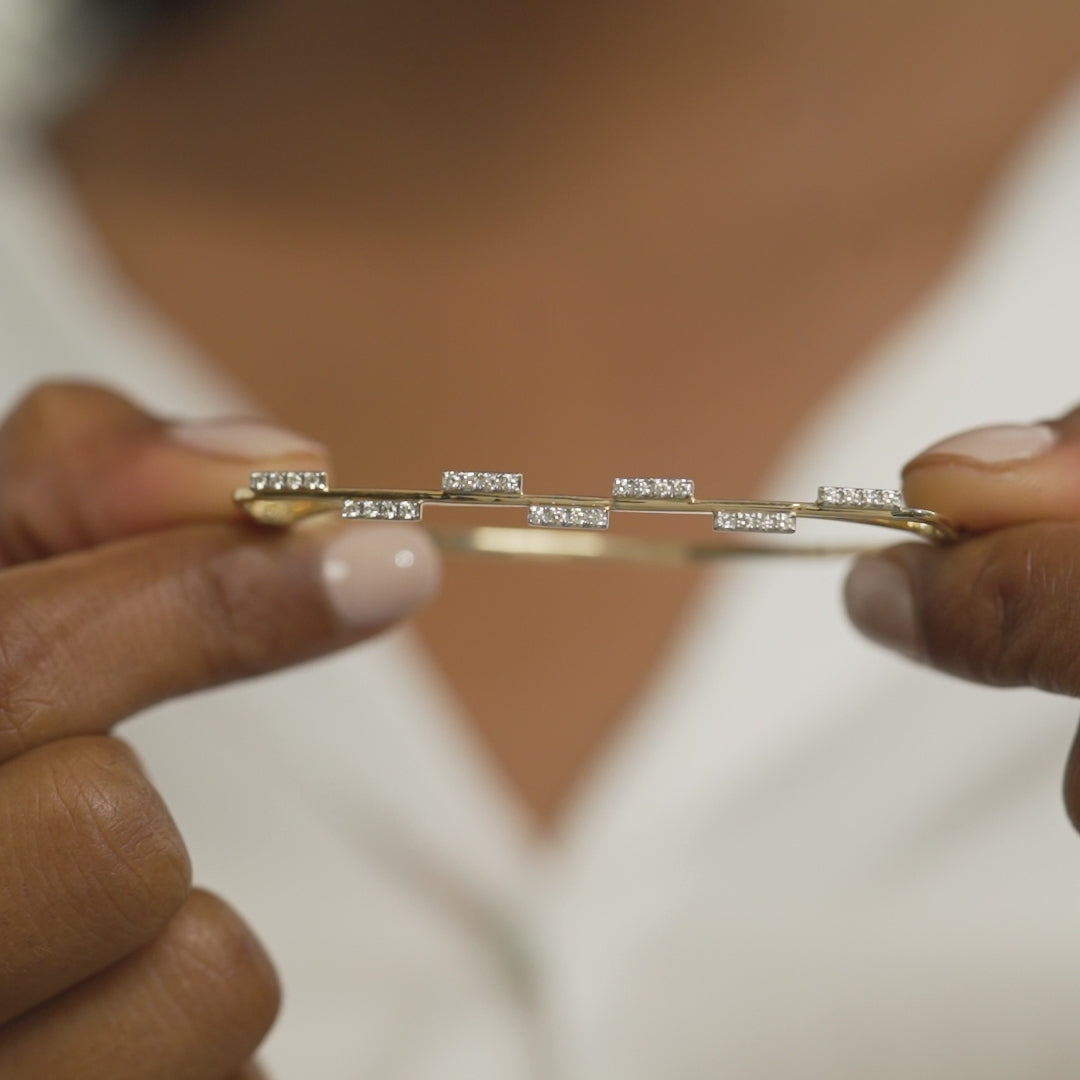Zigzag Cascade Diamond Oval Bracelet