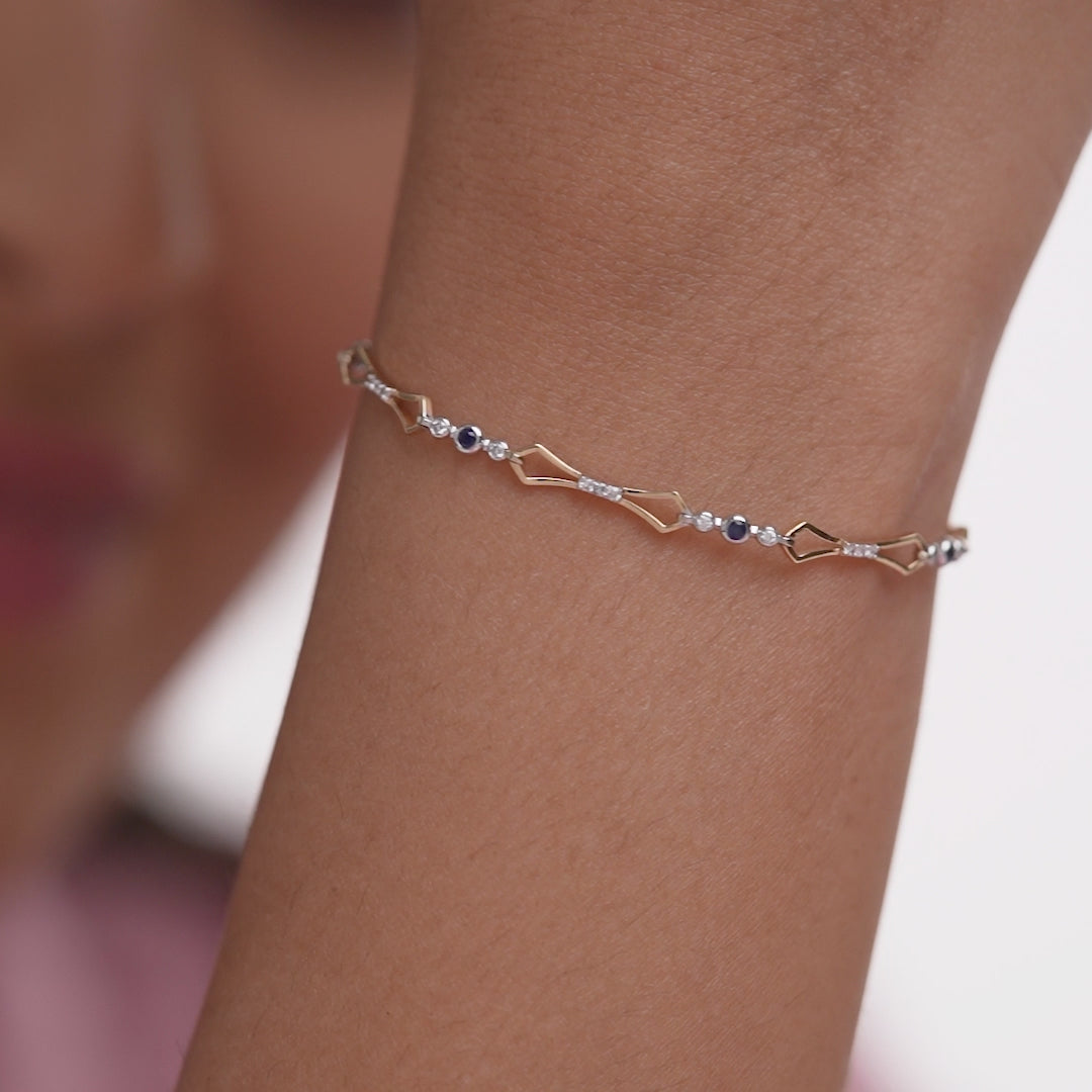 Clip on Clip Colourstone and Diamond Tennis Bracelet