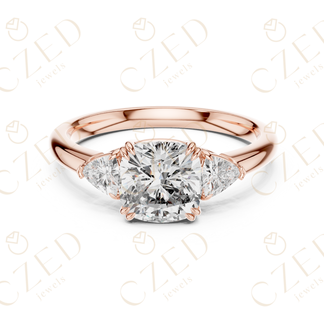 Elegant Trillion Cut Diamond Three Stone Ring with Classic Prong Setting
