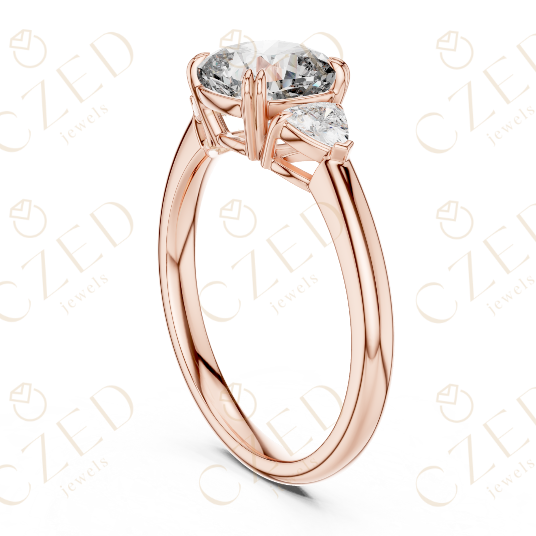 Elegant Trillion Cut Diamond Three Stone Ring with Classic Prong Setting