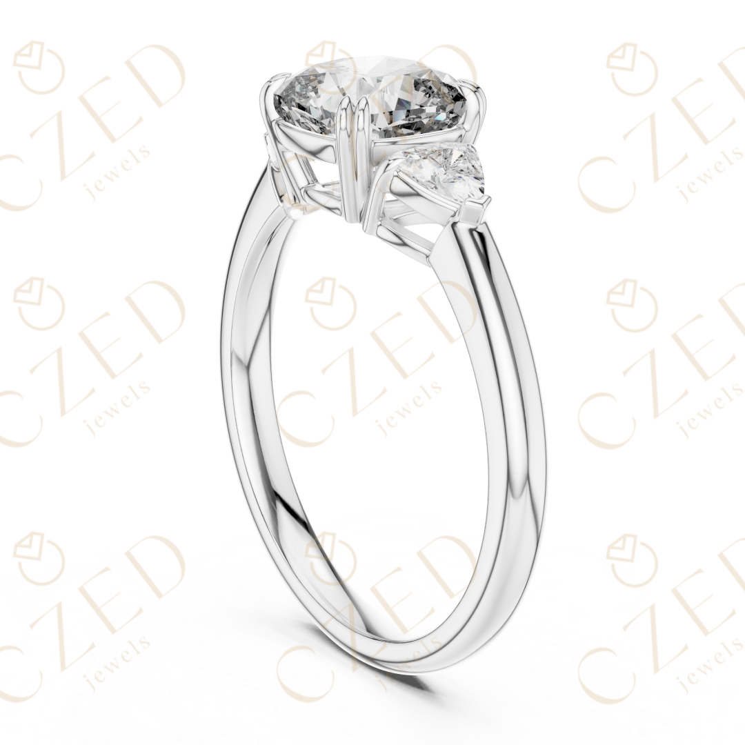 Elegant Trillion Cut Diamond Three Stone Ring with Classic Prong Setting