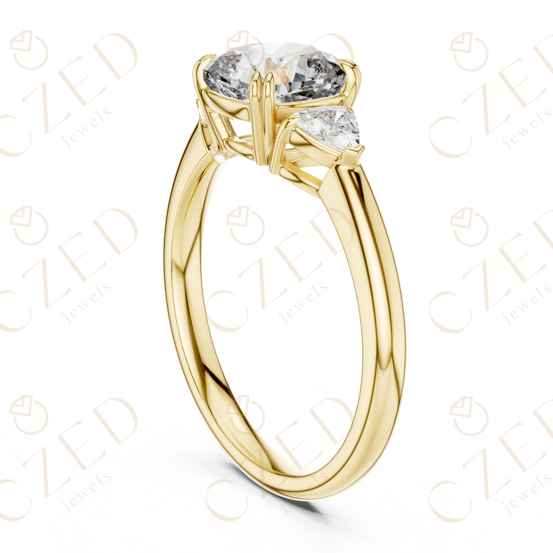 Elegant Trillion Cut Diamond Three Stone Ring with Classic Prong Setting