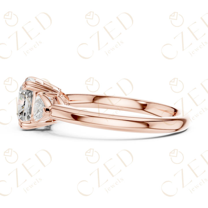 Elegant Trillion Cut Diamond Three Stone Ring with Classic Prong Setting