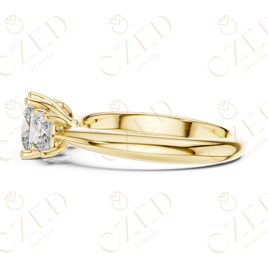 Princess Cut Three Stone Diamond Ring with Classic Prong Setting