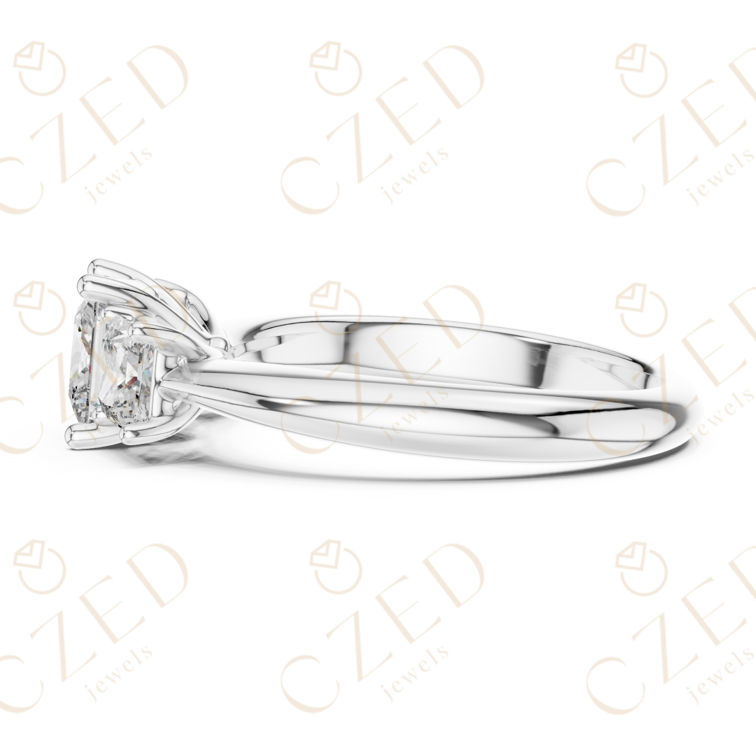 Princess Cut Three Stone Diamond Ring with Classic Prong Setting
