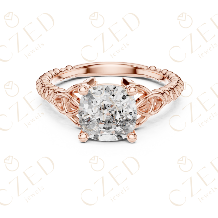 Cushion Cut Diamond Solitaire with Twisted Rope Band