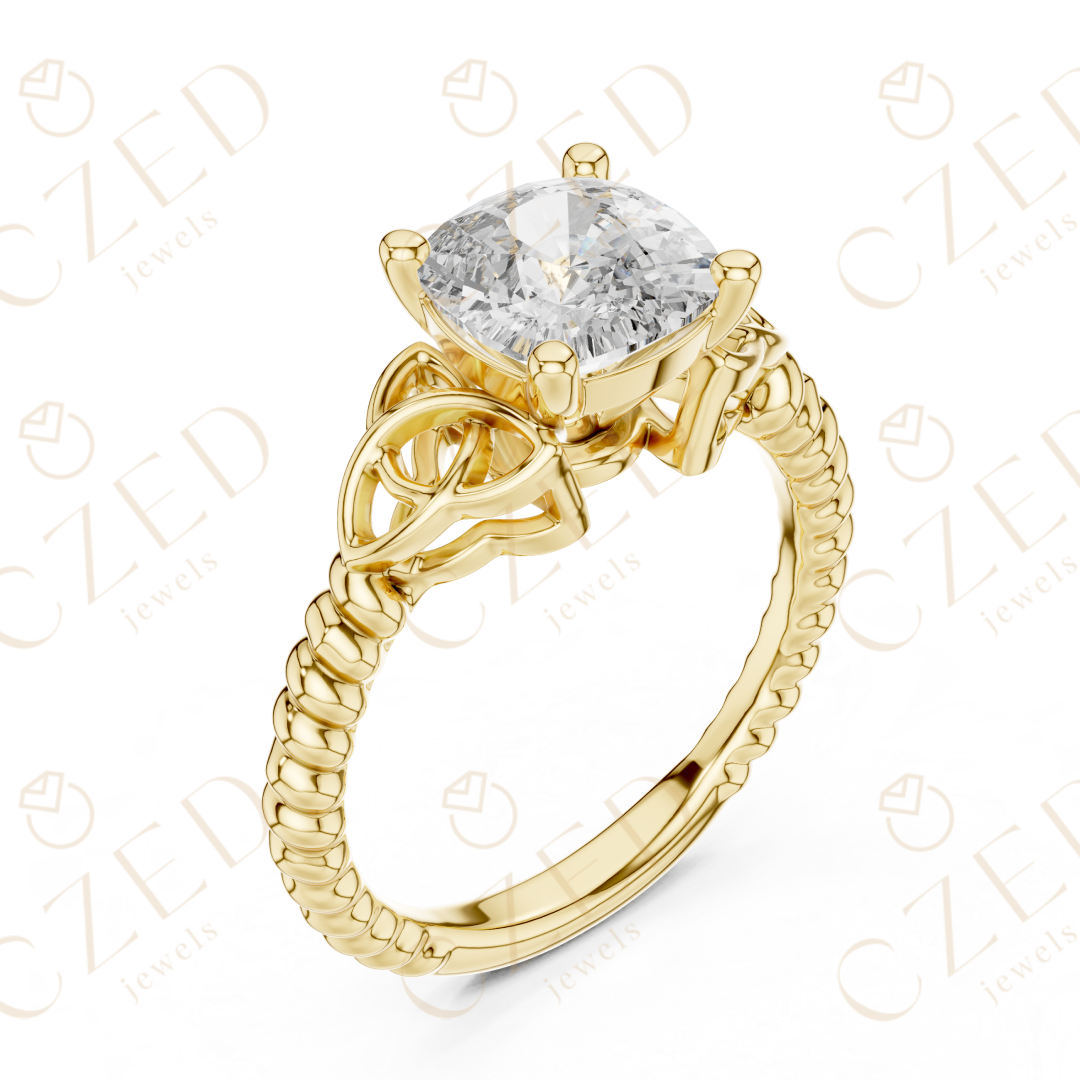 Cushion Cut Diamond Solitaire with Twisted Rope Band