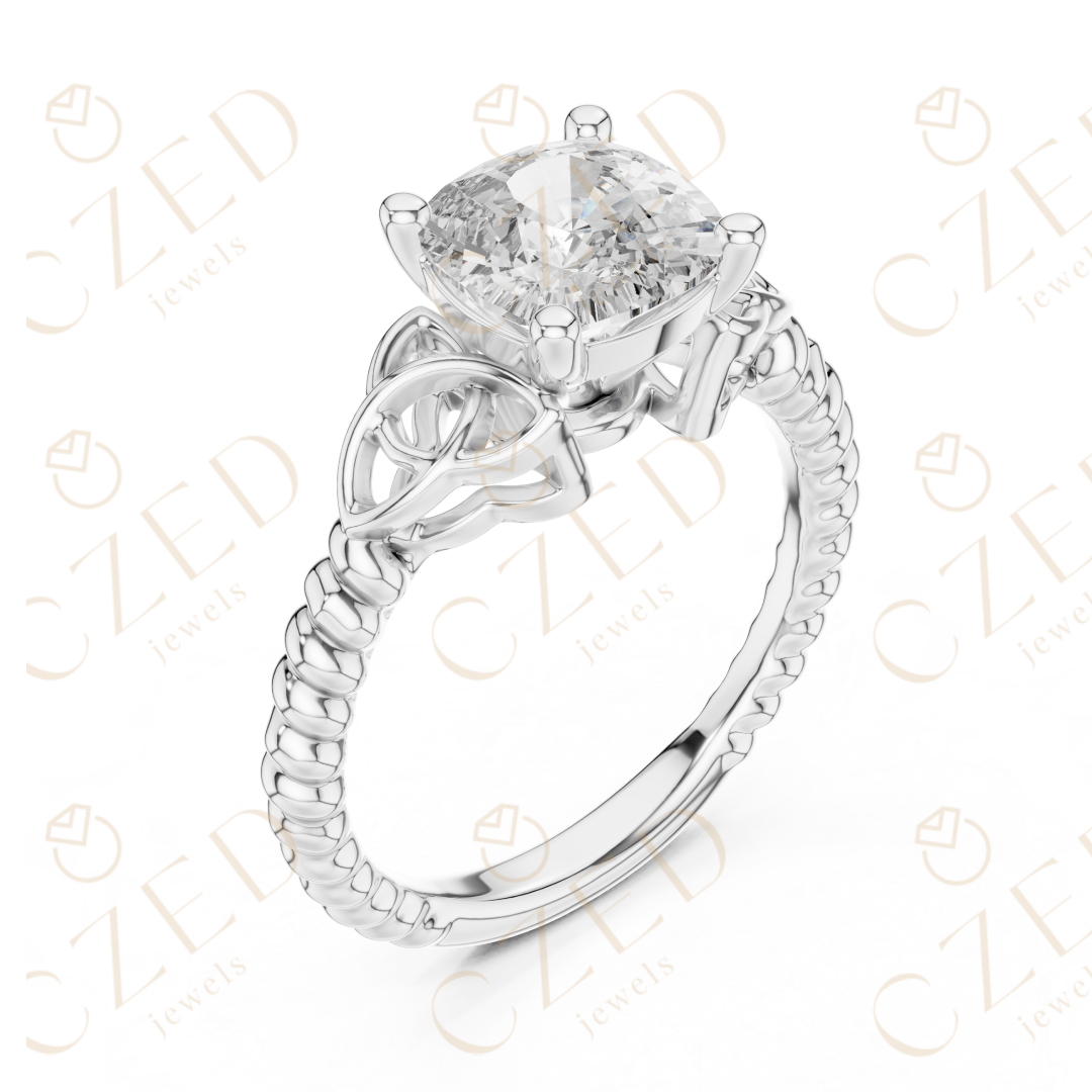 Cushion Cut Diamond Solitaire with Twisted Rope Band