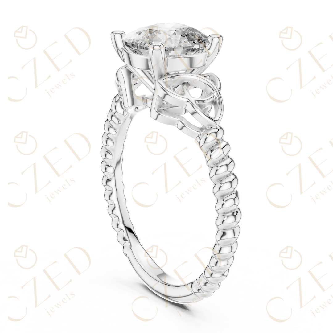 Cushion Cut Diamond Solitaire with Twisted Rope Band