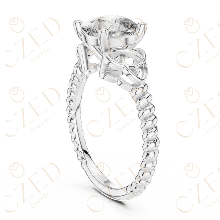 Cushion Cut Diamond Solitaire with Twisted Rope Band