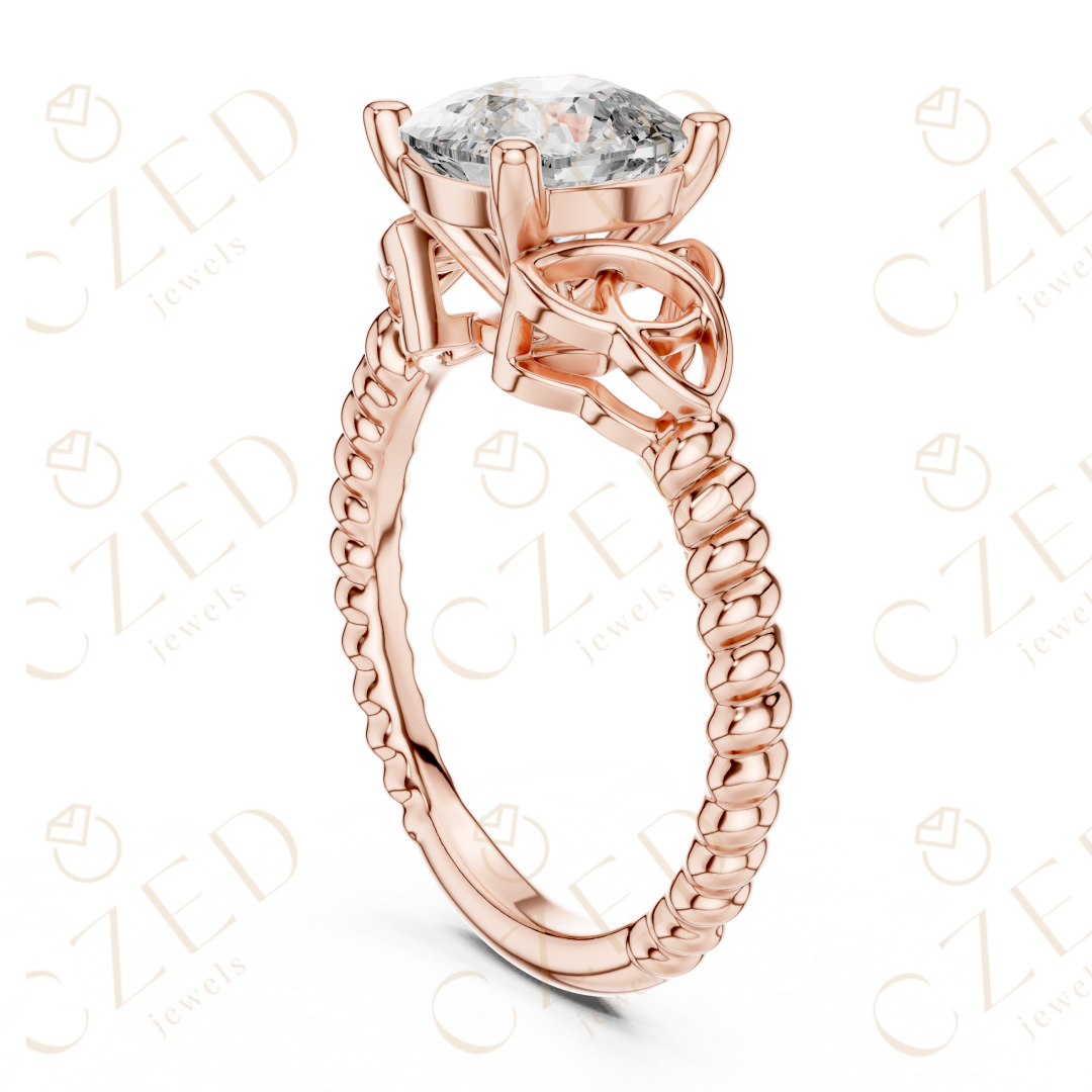 Cushion Cut Diamond Solitaire with Twisted Rope Band