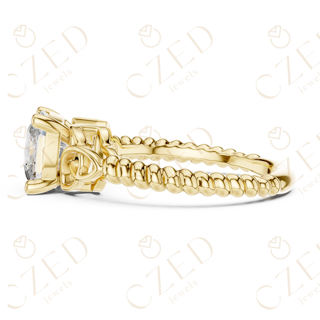 Cushion Cut Diamond Solitaire with Twisted Rope Band