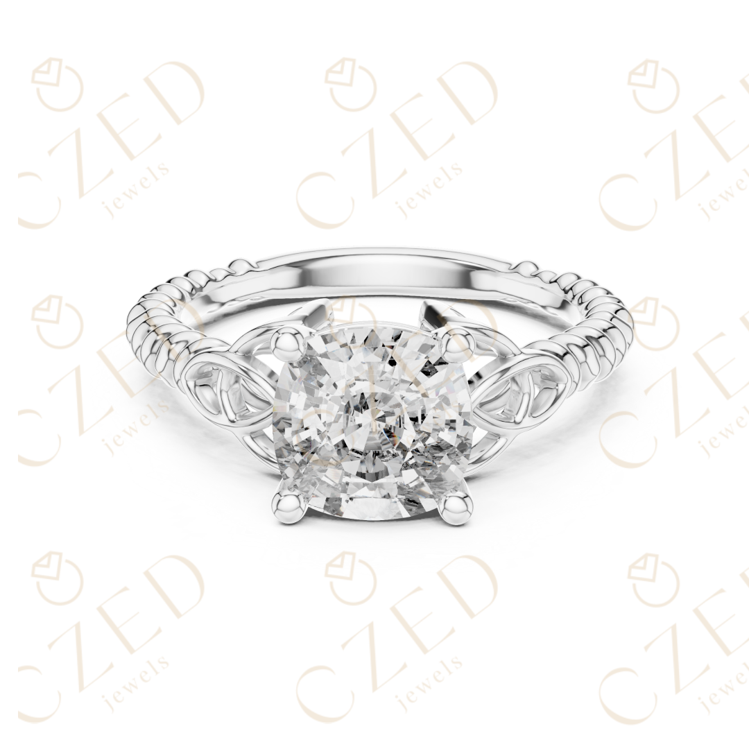 Cushion Cut Diamond Solitaire with Twisted Rope Band