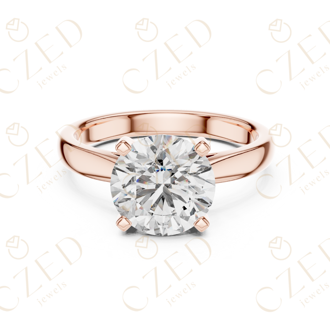 Classic round cut diamond solitaire ring with prong setting