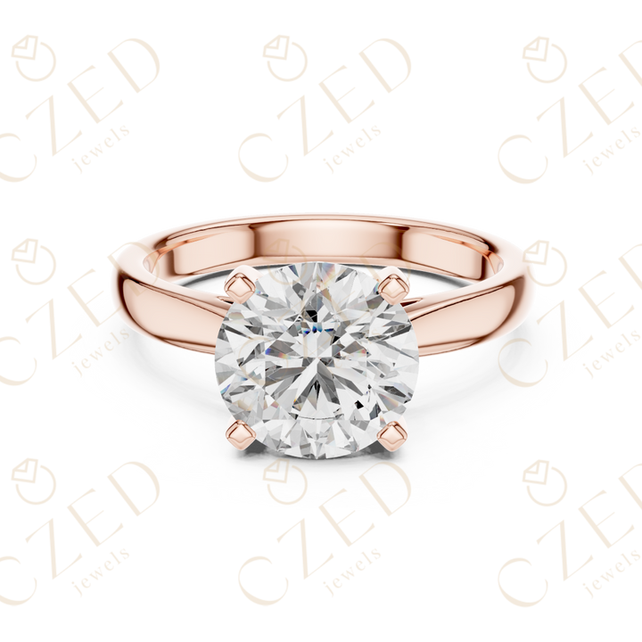 Classic round cut diamond solitaire ring with prong setting