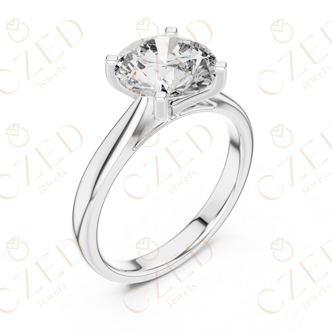 Classic Round Cut Diamond Solitaire Ring with Prong Setting