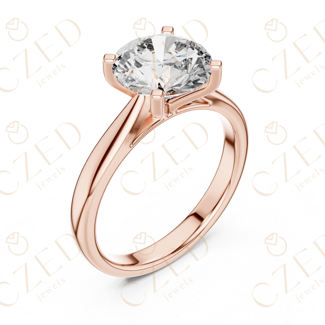 Classic round cut diamond solitaire ring with prong setting