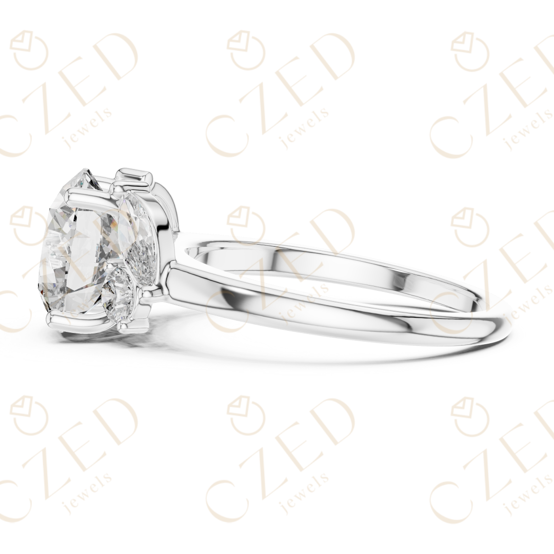 Three Stone Round Cut Diamond Ring with Classic Prong Setting