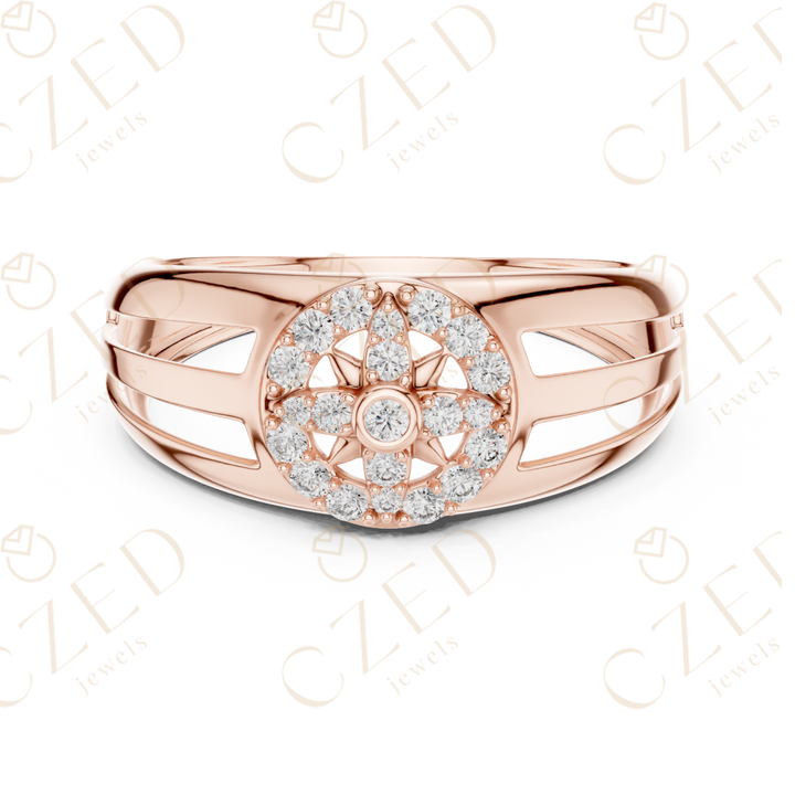 Round Cut Diamond Halo Cluster Men’s Band