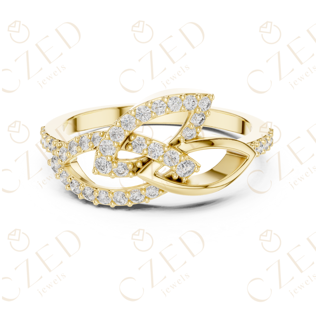 Round Cut Diamond Intertwined Infinity Twist Ring