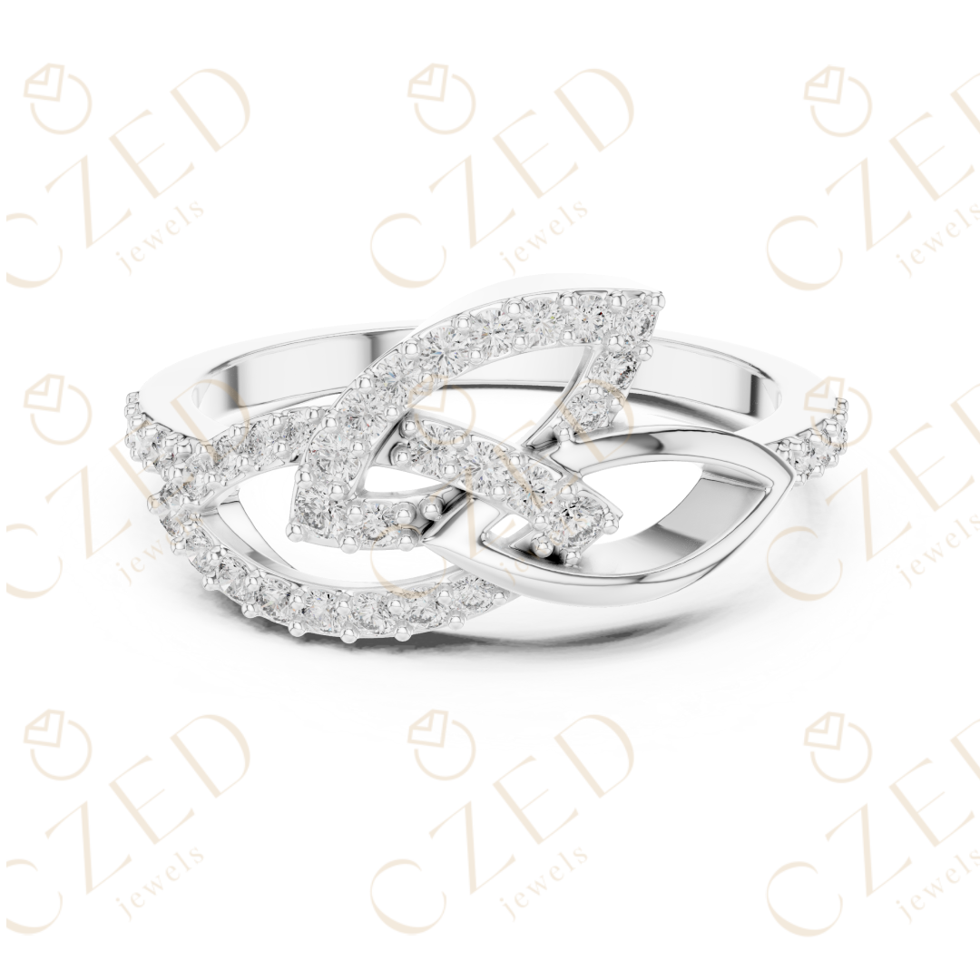 Round Cut Diamond Intertwined Infinity Twist Ring