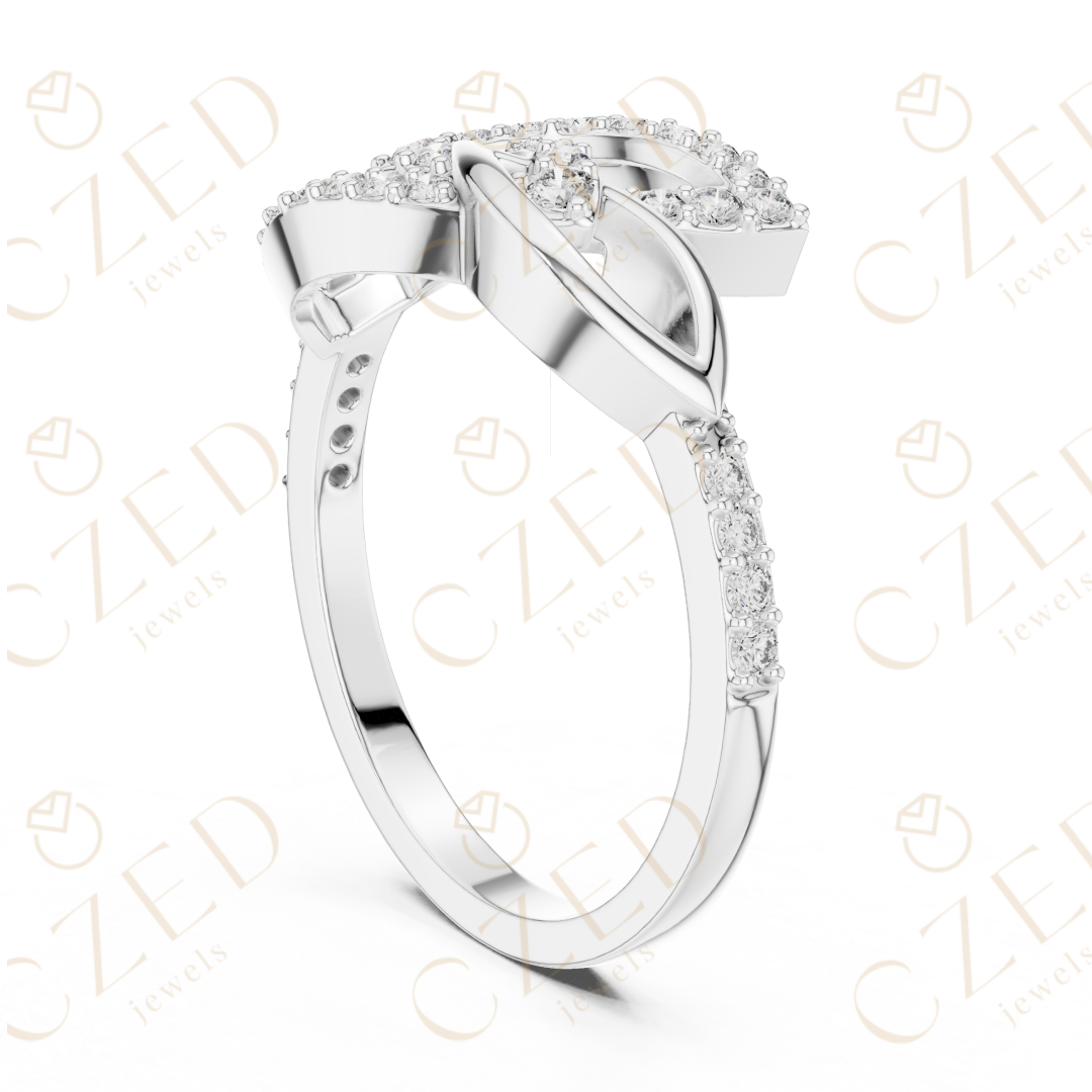 Round Cut Diamond Intertwined Infinity Twist Ring