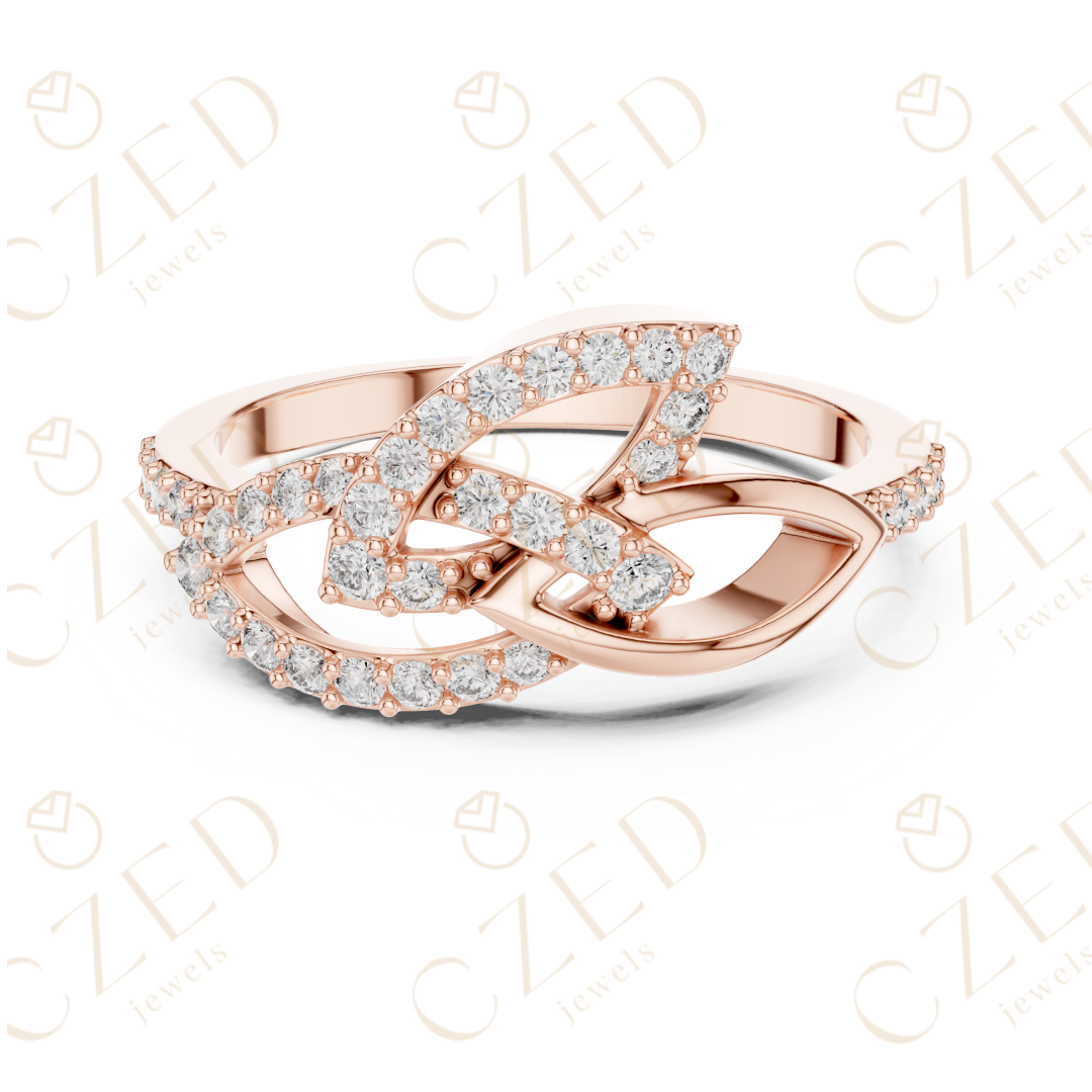 Round Cut Diamond Intertwined Infinity Twist Ring