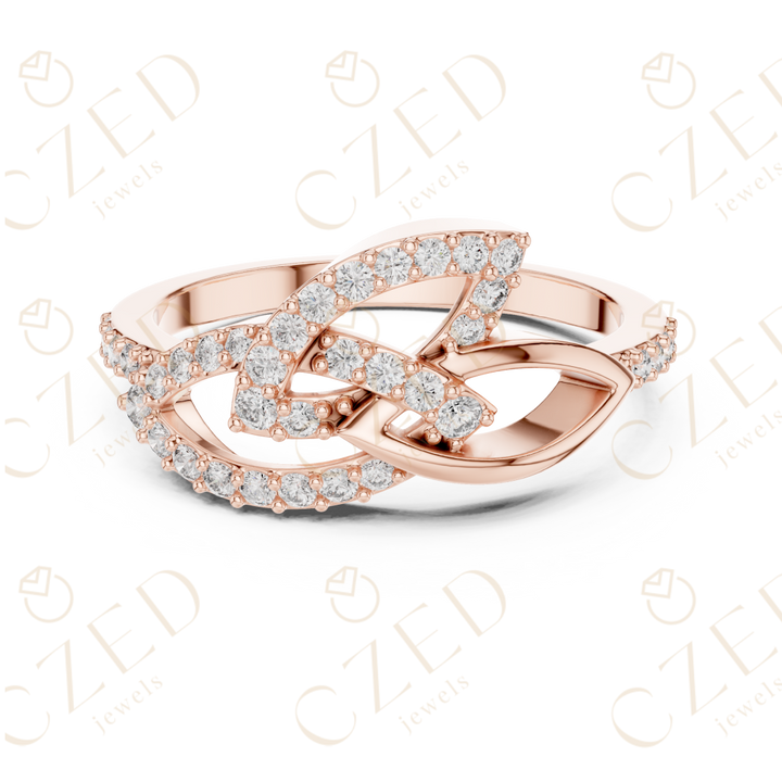 Round Cut Diamond Intertwined Infinity Twist Ring