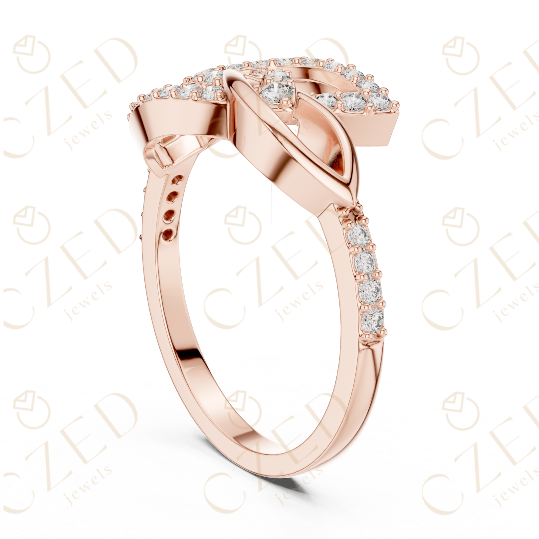 Round Cut Diamond Intertwined Infinity Twist Ring