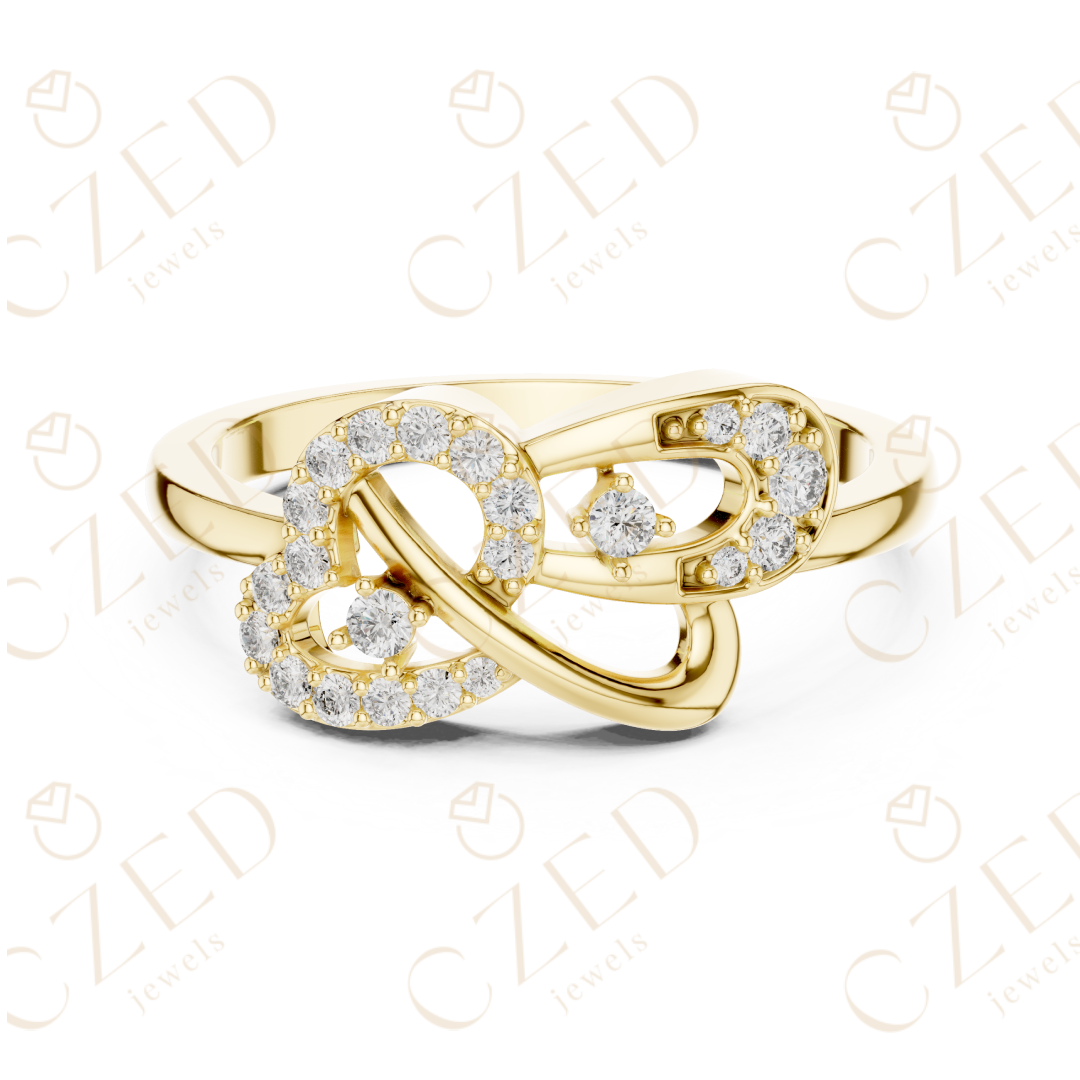 Round Cut Diamond Interlocking Halo Twist Ring