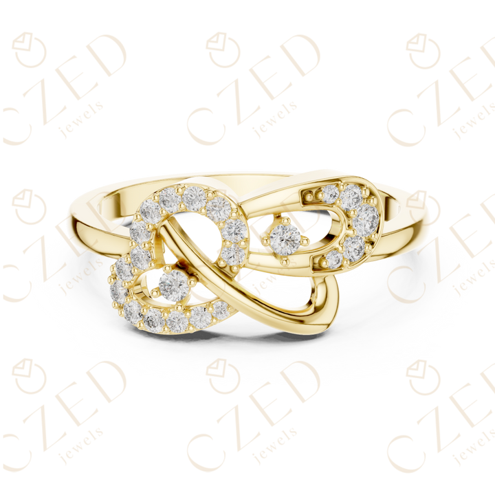 Round Cut Diamond Interlocking Halo Twist Ring