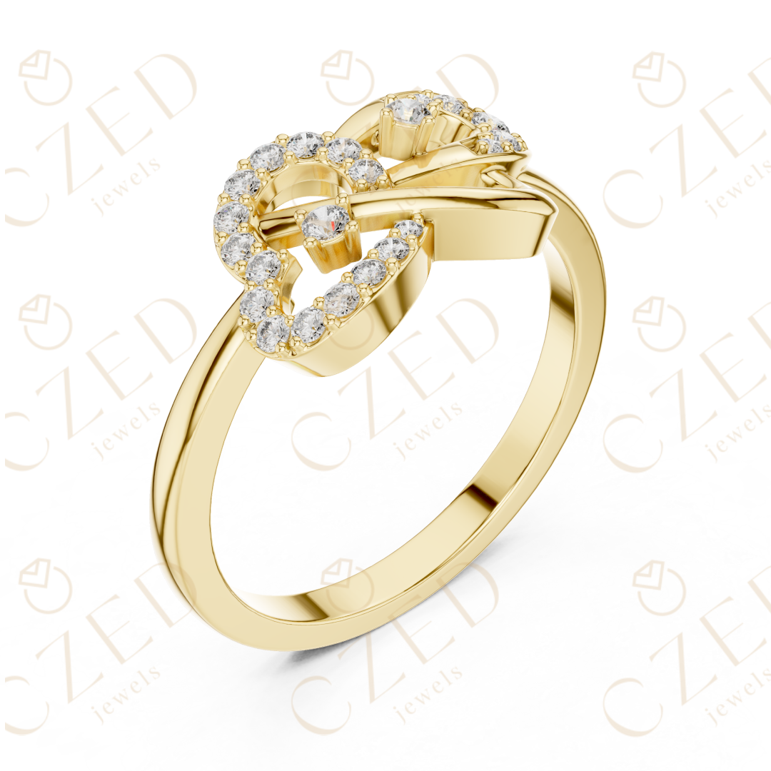 Round Cut Diamond Interlocking Halo Twist Ring