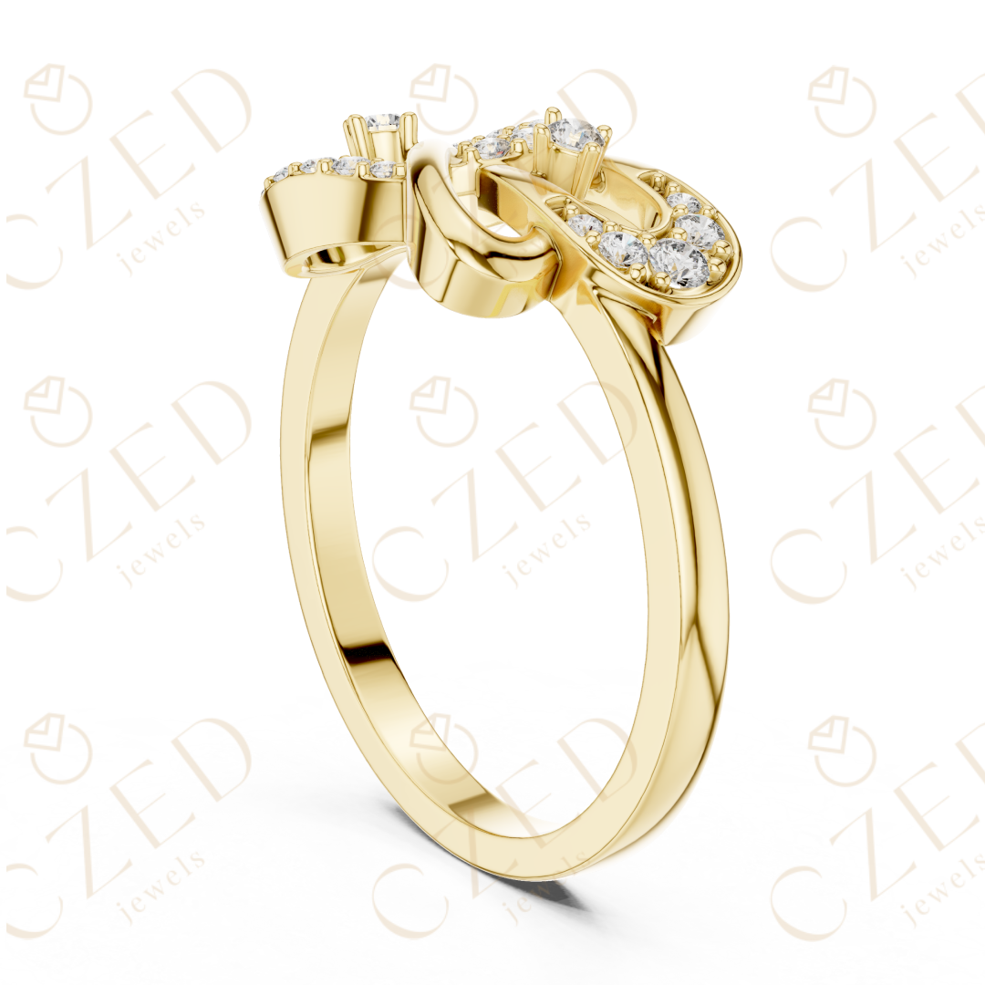 Round Cut Diamond Interlocking Halo Twist Ring