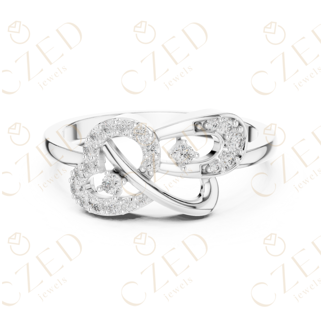 Round Cut Diamond Interlocking Halo Twist Ring