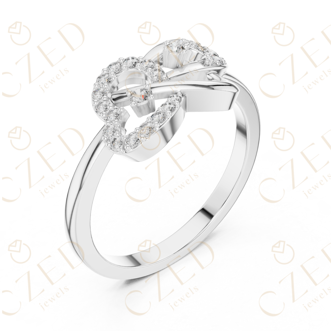 Round Cut Diamond Interlocking Halo Twist Ring