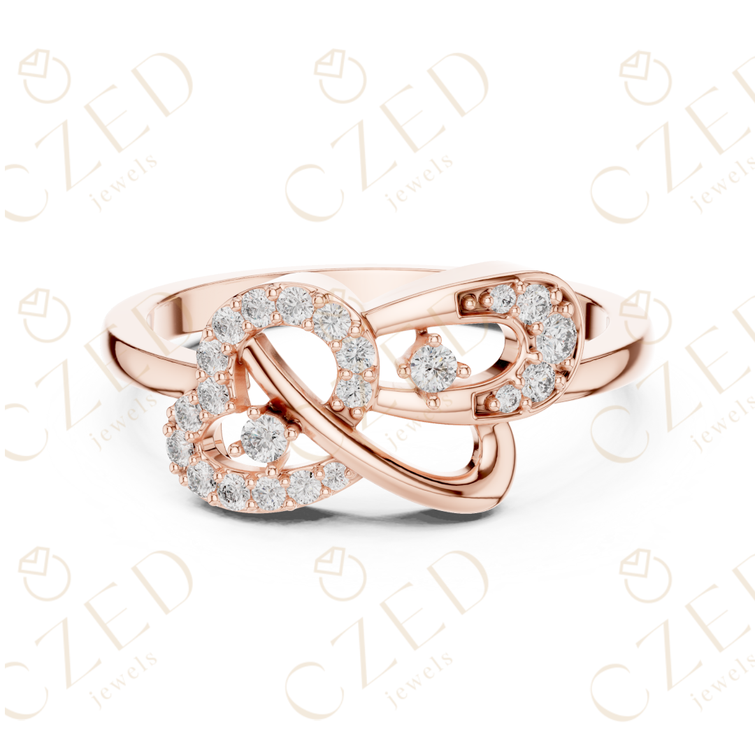 Round Cut Diamond Interlocking Halo Twist Ring