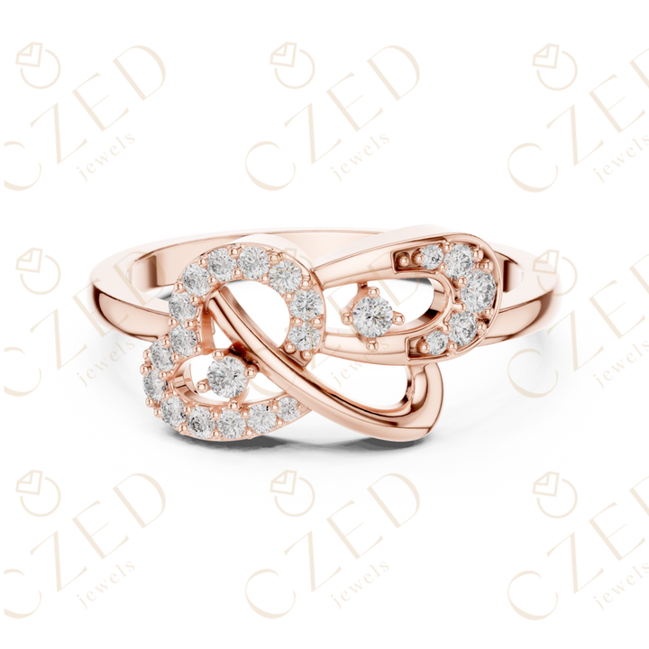 Round Cut Diamond Interlocking Halo Twist Ring