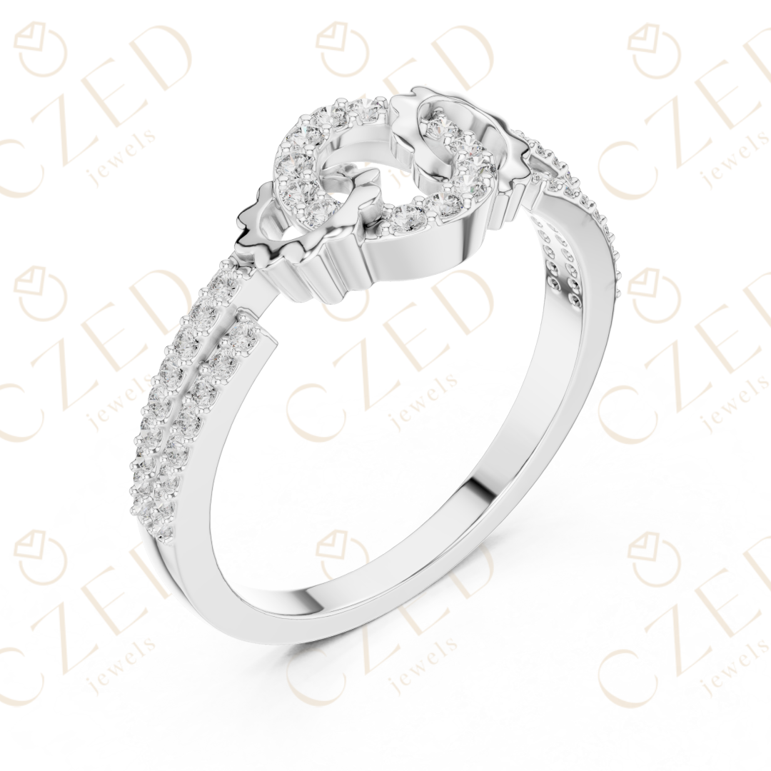 Round Cut Diamond Open Infinity Halo Band Ring