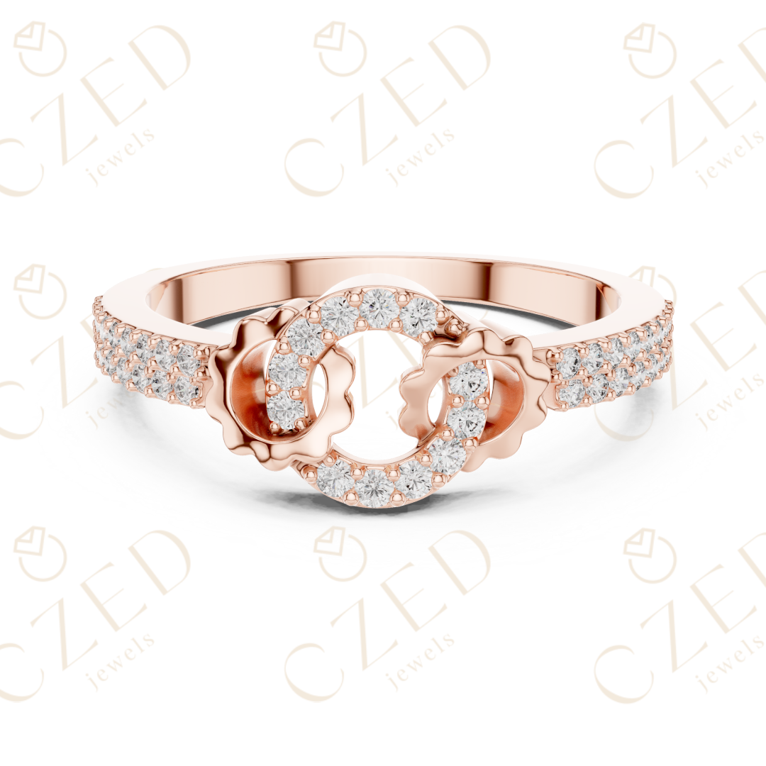 Round Cut Diamond Open Infinity Halo Band Ring