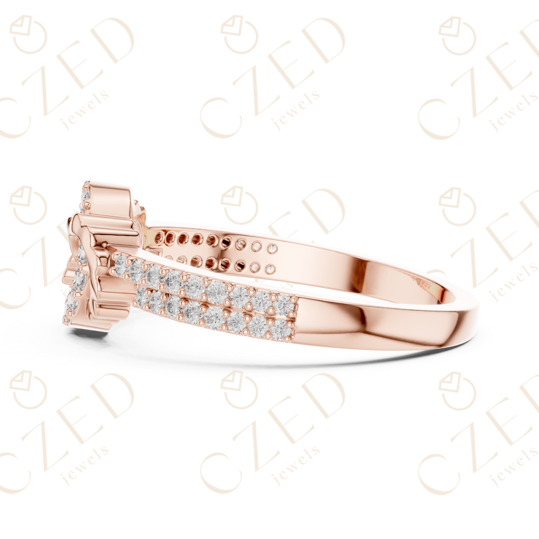 Round Cut Diamond Open Infinity Halo Band Ring