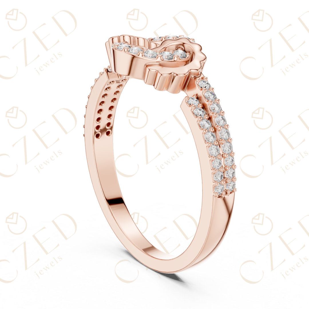 Round Cut Diamond Open Infinity Halo Band Ring