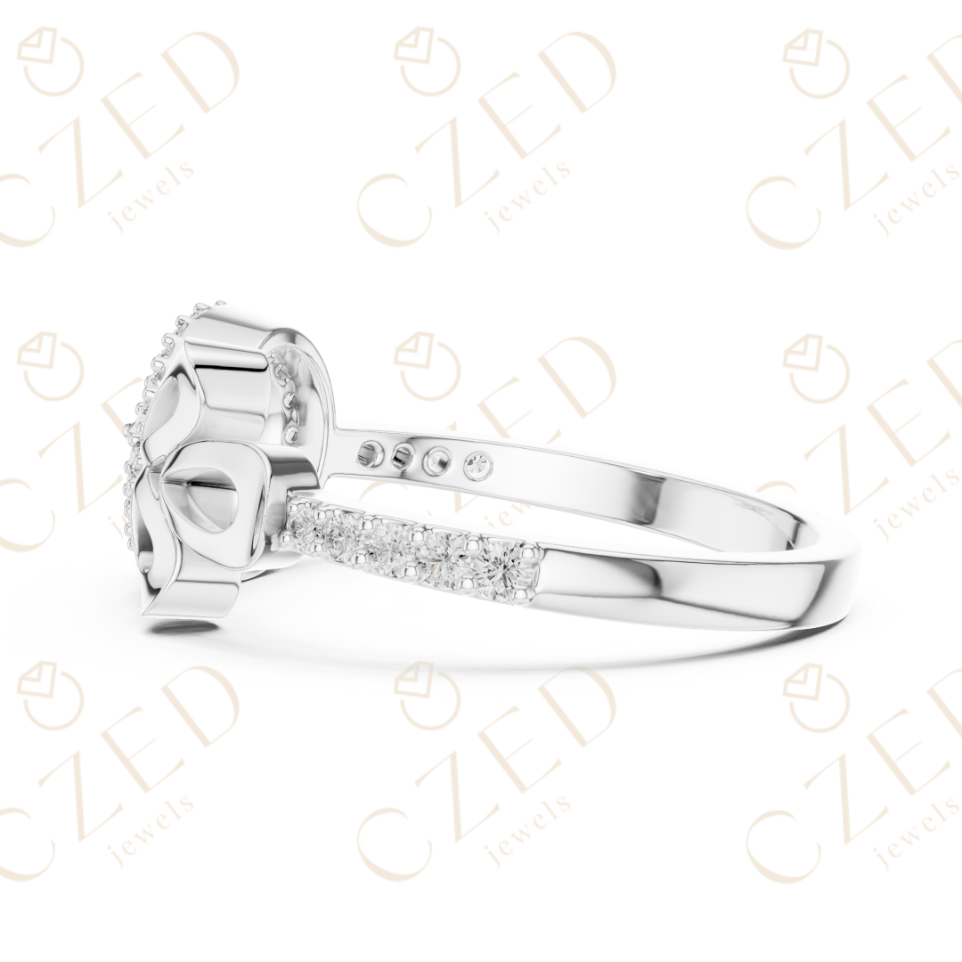 Round Cut Diamond Evil Eye Bow Halo Ring