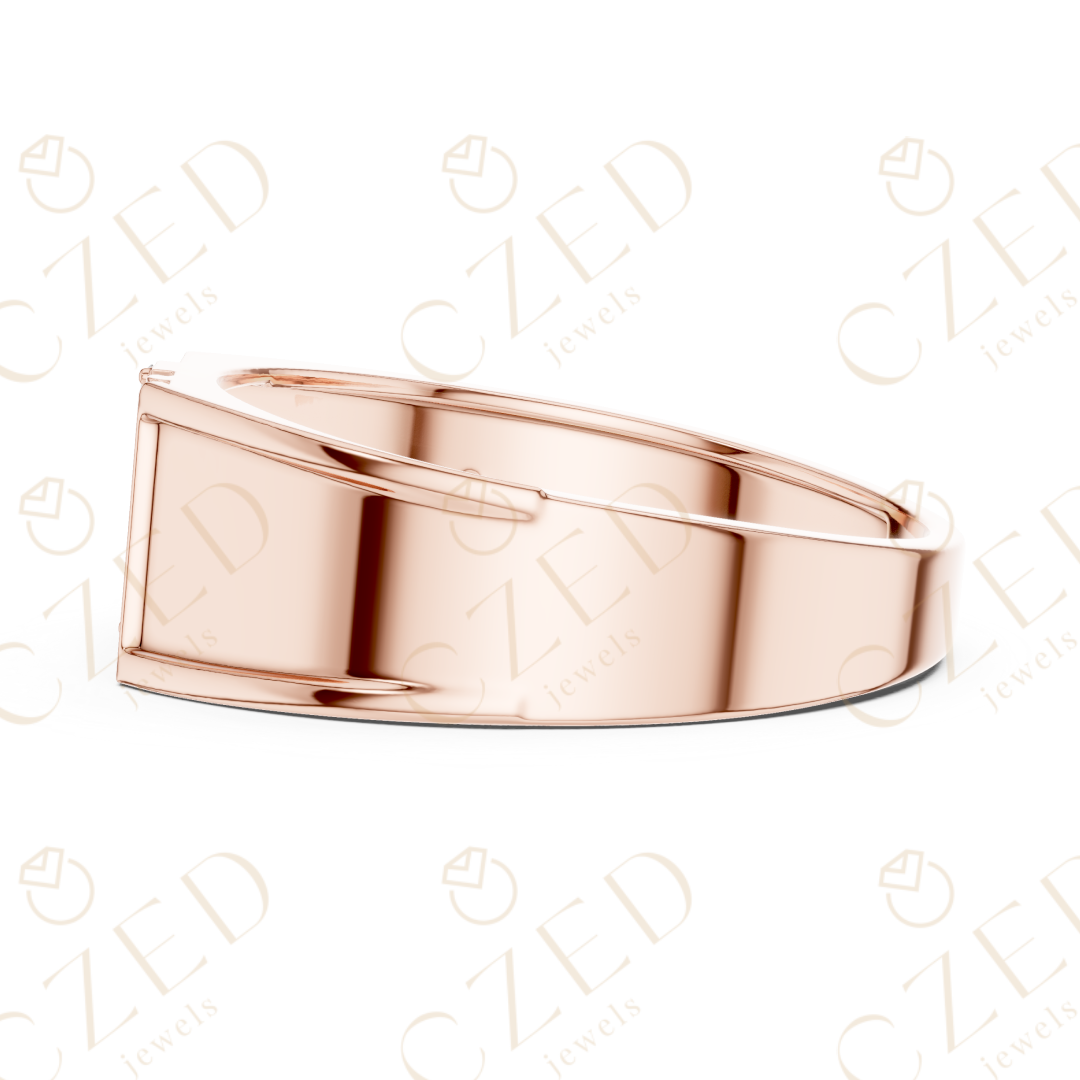 Round Cut Diamond Geometric Chevron Panel Band